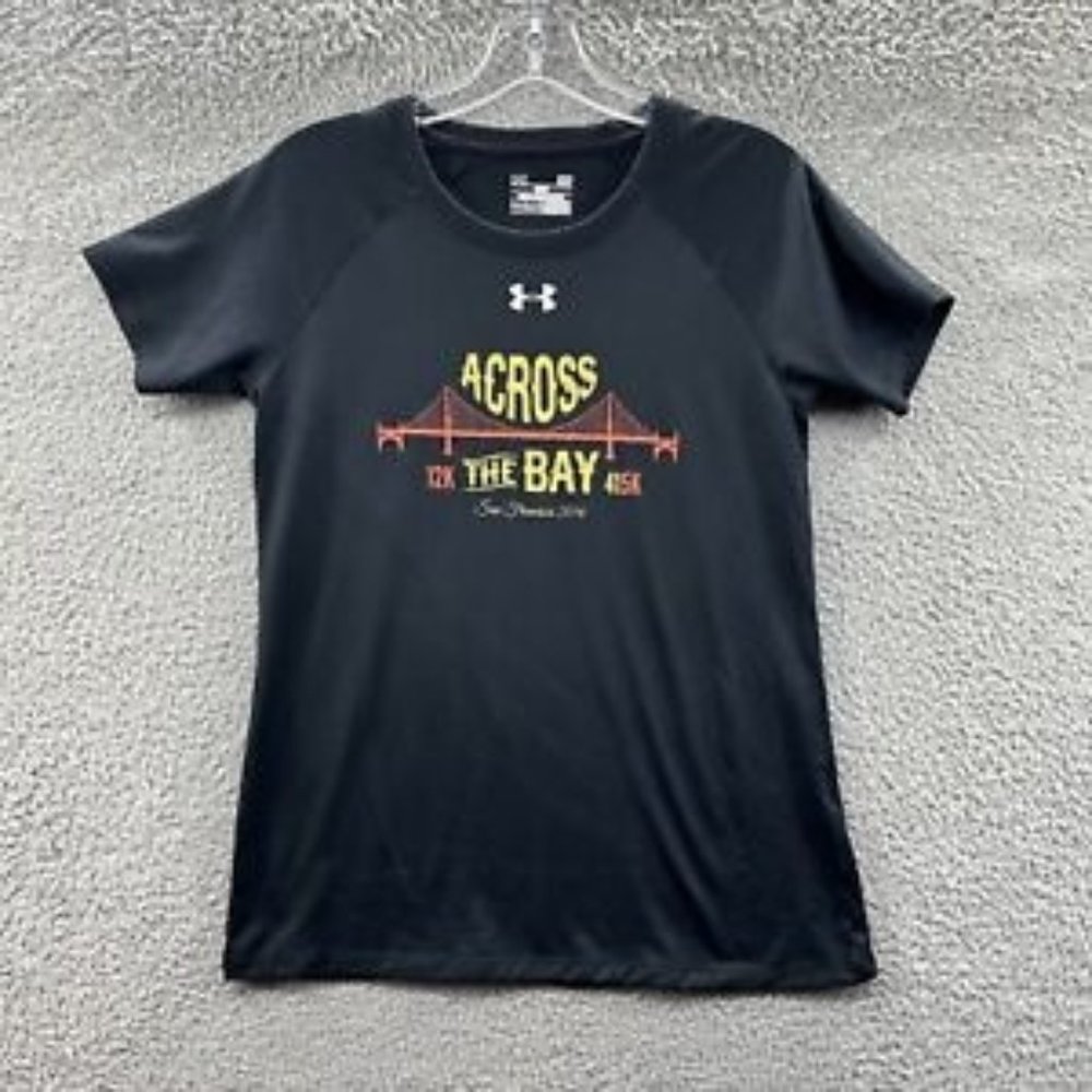 Under Armour Shirt Women's‎ Small Black "Across The Bay 12K" HeatGear Shirt